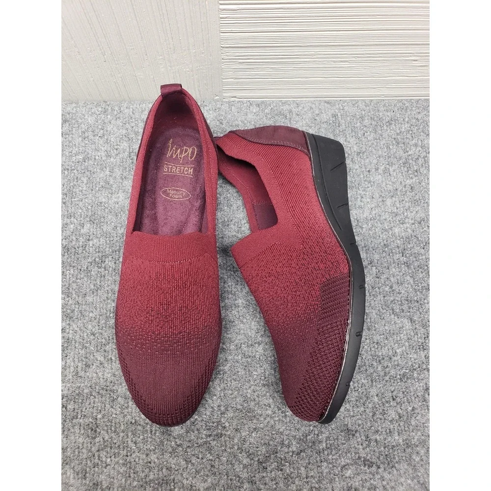 Impo Glenmory Women Shoes 9M Burgundy Stretch Comfort Wedge Pump Pull On Outdoor